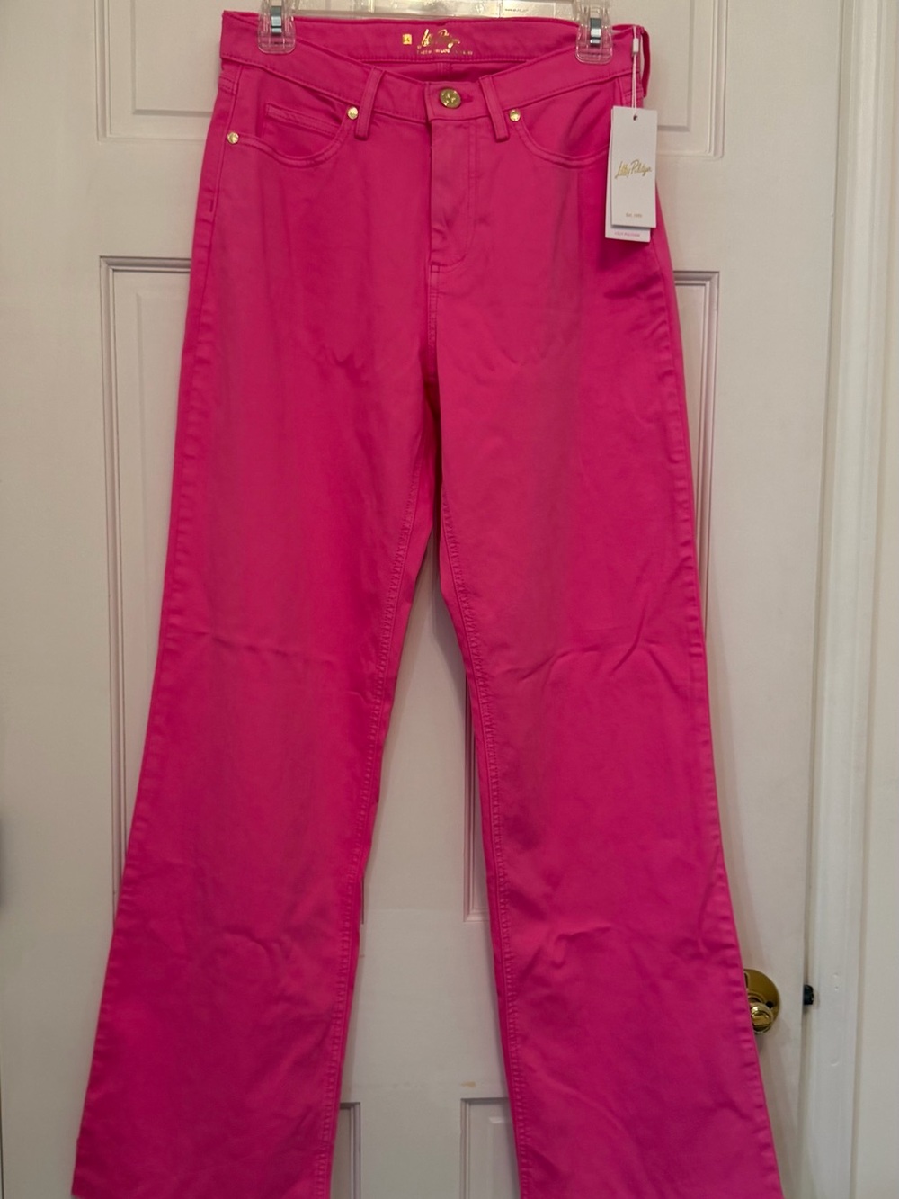 Lilly Pulitzer Aniston High Rise Straight Leg Jean Passionfruit Pink Size 4